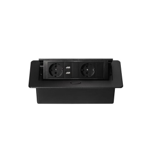 Блок розеток MX-226 (O) 2 EURO 1 USB Type-A + 1 USB Type-С с кабелем питания черный (М-2)
