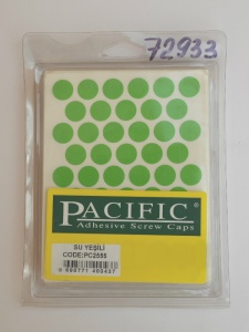 Заглушка самоклеющаяся D=14 2555 зеленый шагрень, 50 шт/лист (Pacific)